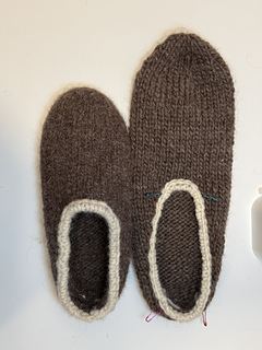 Felted and unfelted slipper. A HUGE differnce.