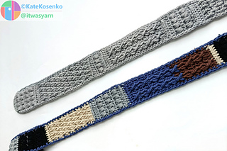 Solid and patchwork Tesselia pattern belts together