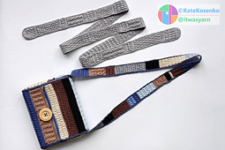 Tesselia pattern belt beside matching crochet bag