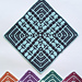 Pulse crochet square displayed with other Echo Squares designs.