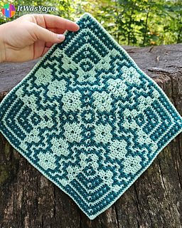 Prism Square crochet square held vertically