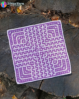 Drift overlay mosaic crochet square in purple.