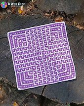 Drift overlay mosaic crochet square in purple.