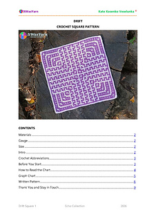 The first page of the Drift crochet square pattern.