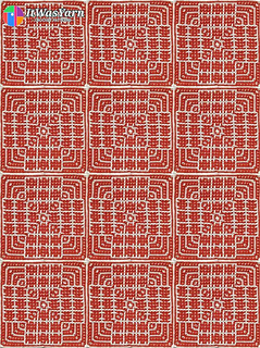 Virtual blanket. Ripple overlay mosaic crochet square.
