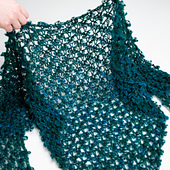 Deep green crochet mohair shawl