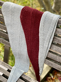 From Left to Right: Shawl Size 2, Shawl Size 1 (burgundy), Scarf