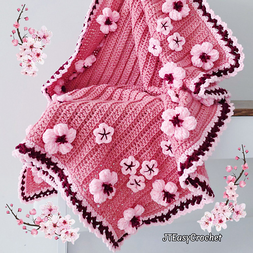 Ribbed Cherry Blossom Blanket
