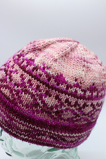 Yarn Used
'The House Dye'
MC - Roses Really Smell Like
CC - Raindrops on Proses

Sample shows example of using CC for the decrease.