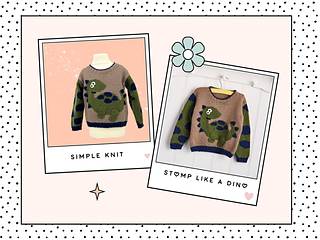 Stomp like a Dino, Kids Dinosaur Jumper knitting pattern by Jane Burns