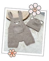 Baby Bear Romper Dungarees & Hat Knitting Pattern 
