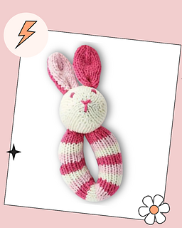 Flopsy, Bunny Baby Rattle Knitting Pattern - Jane Burns