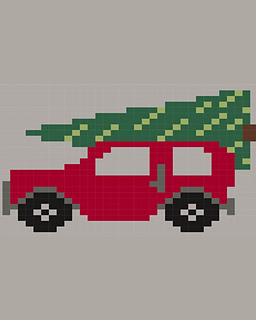 Little Red Christmas Car, Blank Canvas Knitting Chart for Baby Jumper