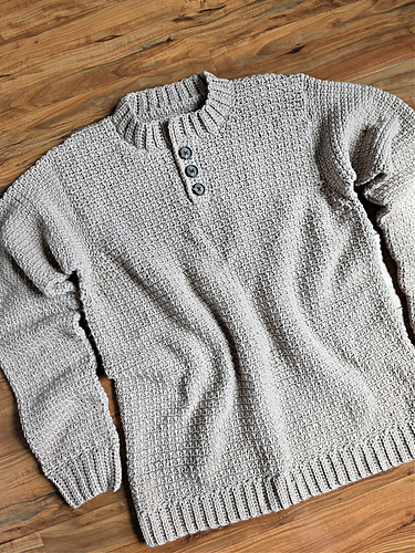 Ambrose Quarter Button Men's Crochet Sweater - Jennifer Renaud