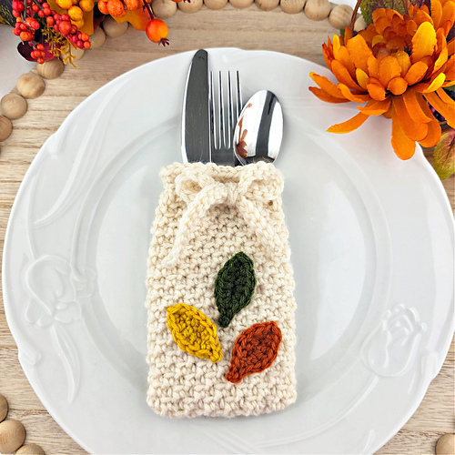 Fall Leaves Crochet Cutlery Holder Pattern