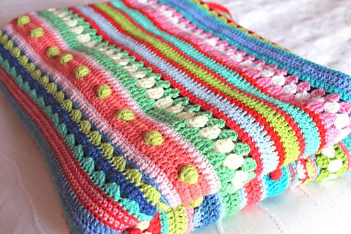 Mixed Stitch Stripey Blanket