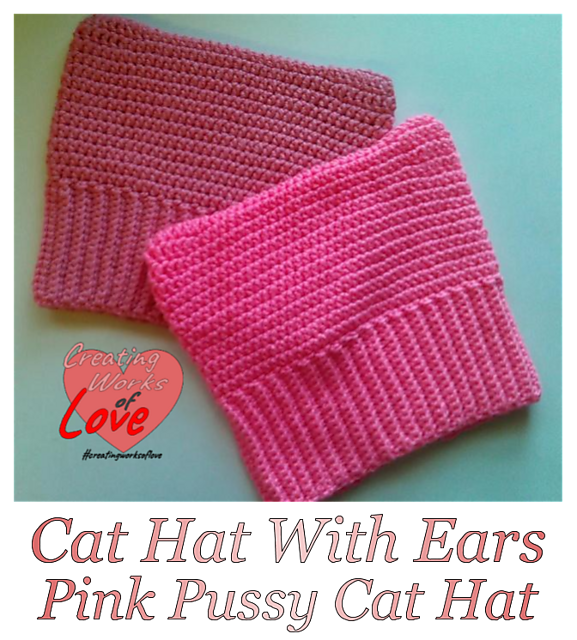 Ravelry Cat Hat With ears pink pussycat pattern by Jennifer MacEwen