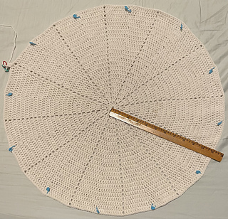 2025-06-28 twenty-fourth round done. Eleven inches radius. Less than two balls of white to go.