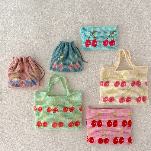 cherry pouch and mini bag