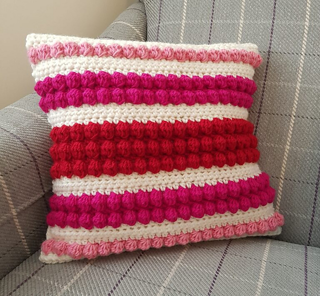Ravelry Bobbles of Fun Cushion cover pattern by Heather Mary Furnell