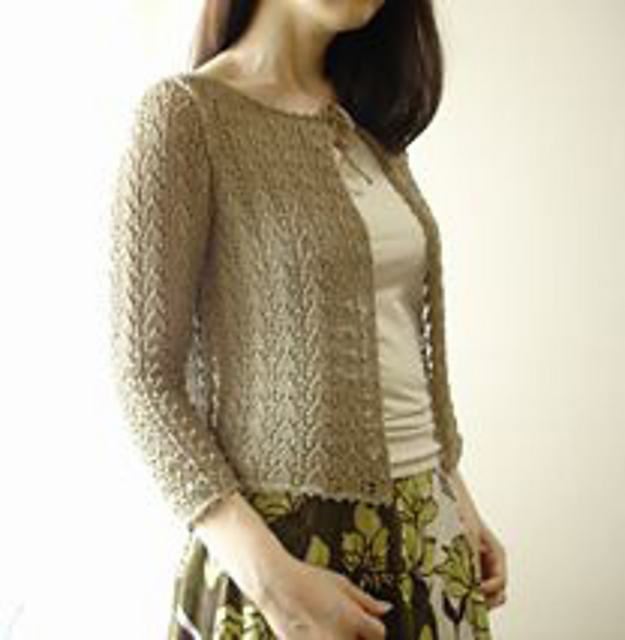 Ravelry IS3079 Lacy ribbon cardigan pattern by Hobbyra Hobbyre