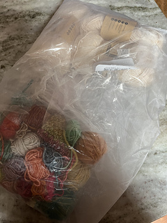 Two full skeins of joining/border color left. Lots of scraps of 10g minis.