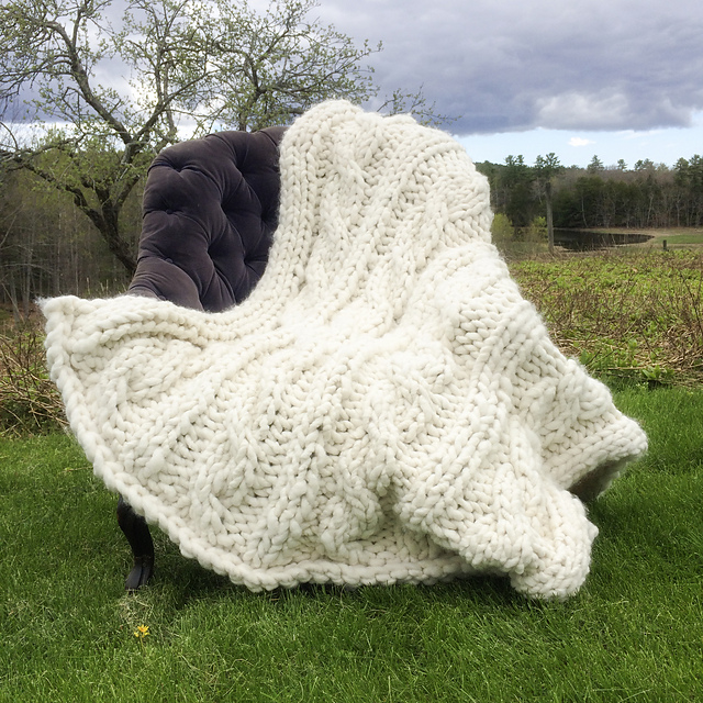 Ravelry Chunky Alpaca Cabled Afghan pattern by Jess Wrobel