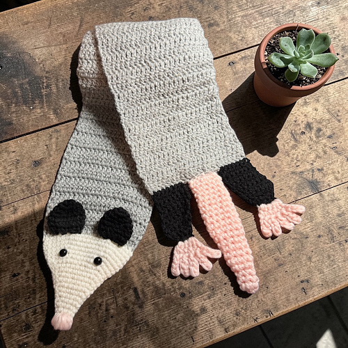 Crochet Opossum Scarf