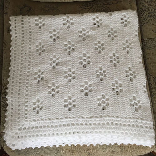 Ravelry Daisy Baby Christening Shawl pattern by Jacqueline Wilcock