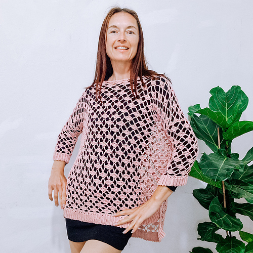 Rose Lace Easy Oversized Summer Sweater