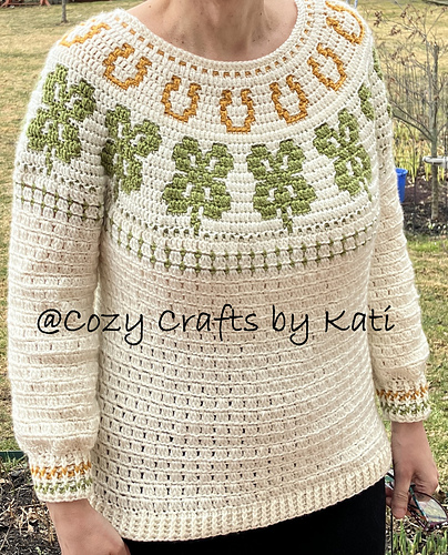 "Lucky Clover" Shamrock Mosaic Sweater