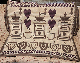 Comfy Coffee Blanket Wrap - Overlay Mosaic Crochet Pattern - Back View