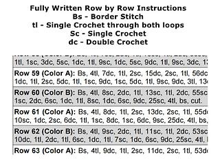 LovePrints Bovine Highlander Blanket
Overlay Mosaic Crochet Pattern and Chart
Written Row-By-Row sample