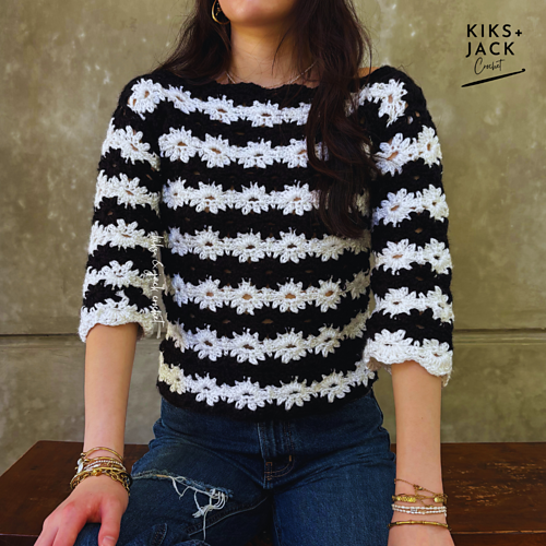 Lett og Vakker Blomstermønster Genser - Kiks + Jack Crochet