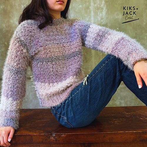 The Blackberry Fluffy Crochet Sweater photo 4