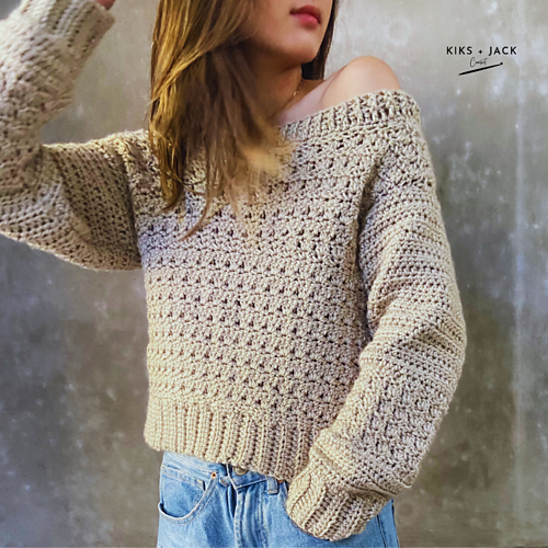 Wide Shoulder Crochet Sweater photo 1