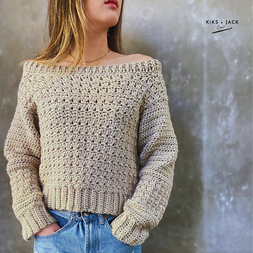 Wide Shoulder Crochet Sweater photo 2