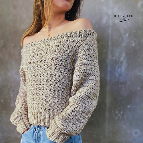 Wide Shoulder Crochet Sweater photo 3
