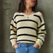Aubrey Easy Striped Crochet V Neck Sweater photo 4