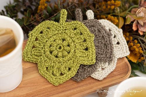 Atum Pattern Ravelry: Fancy Floral Fall Leaf Coasters pattern by Kirsten Holloway