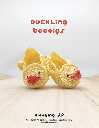 Ravelry: Duck Duckling Baby Booties pattern by Kittying Ying
