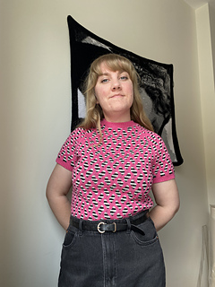 Peanut Raglan with stripes and short rows at the neck.
