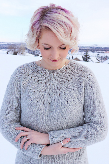 Easy Eyelet Yoke Sweater pattern by 