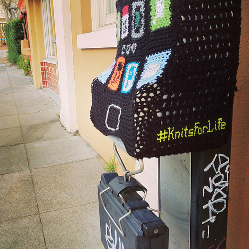 Ravelry KnitsForLife's Pay Phone Yarn Bomb