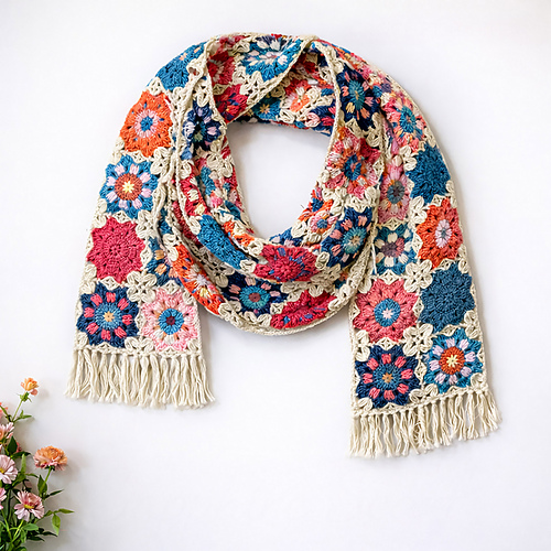 Sapphire Granny Square Scarf