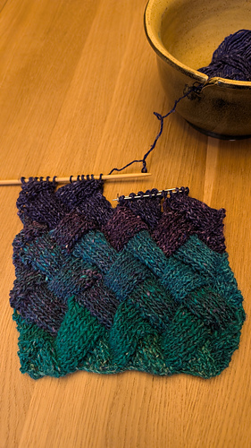 On size 8 needles before starting over on size 6 needles