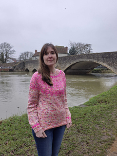 Sarah is wearing a size 2 sweater