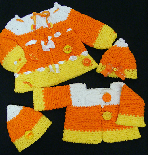 Candy Corn Crochet Sweater and Hat photo 2