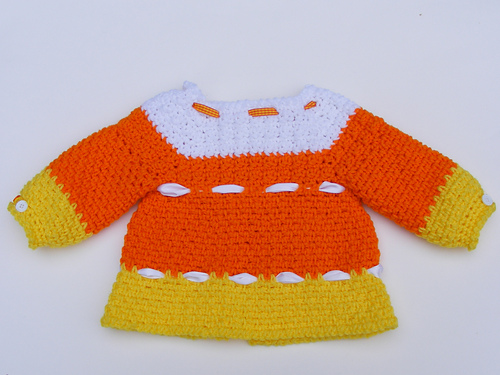 Candy Corn Crochet Sweater and Hat photo 6