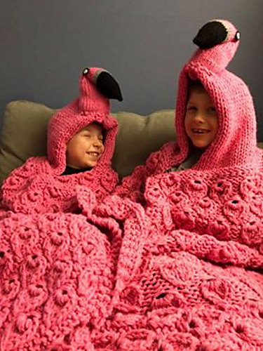 Genser med hette Flamingo - Krystle's Krazy Knits